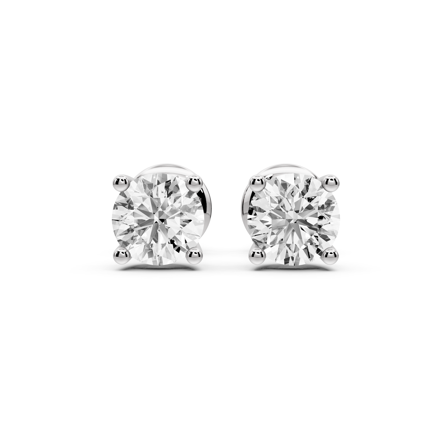 14K White Gold Round Cut 1ct Diamond Stud Earrings