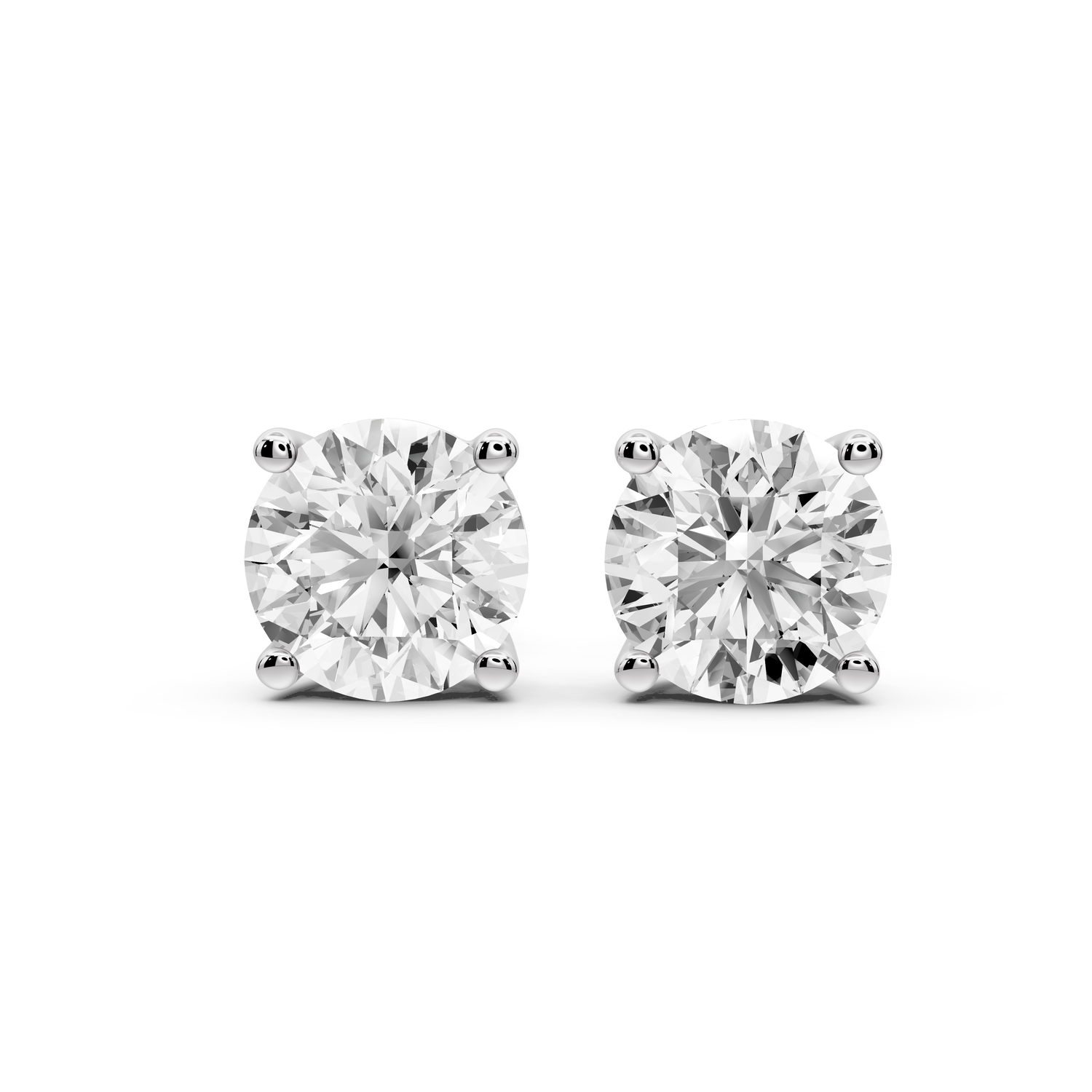 14K White Gold Round Cut 4ct Diamond Stud Earrings