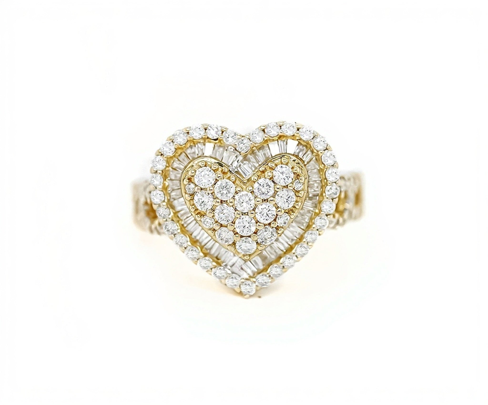 10k 3D Heart Design Ring with Intricate Diamond Detailing 1.60ct - Mr. Alex Jewelry