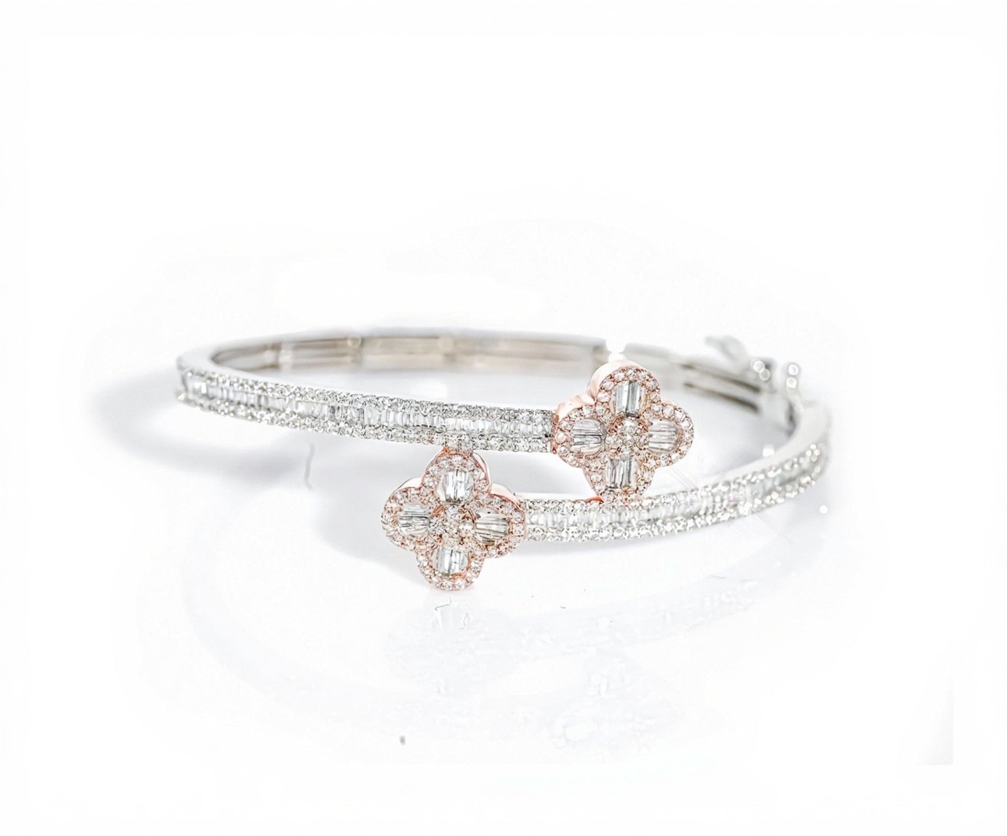 10k Clover Design Diamond Bangle 2.65ct - Mr. Alex Jewelry