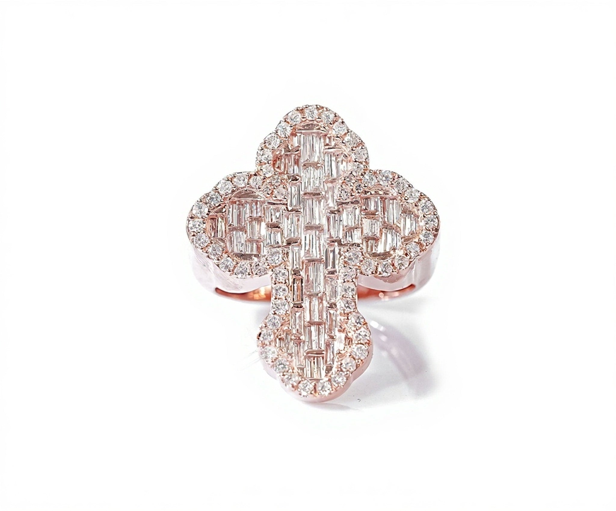 10K Emerald Essence Diamond Cross Ring 1.75ct - Mr. Alex Jewelry