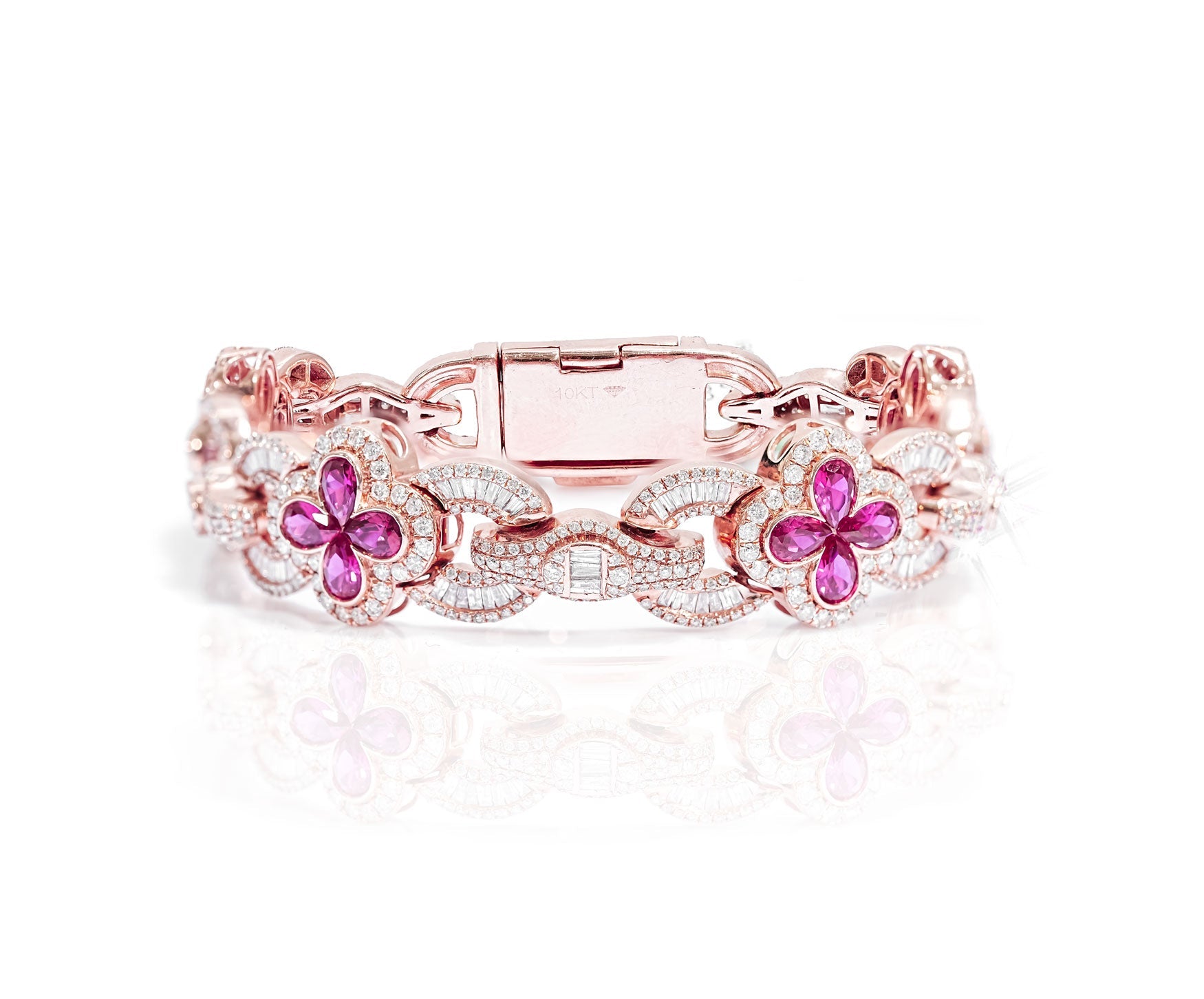 10k Floral Infinity Bracelet with Red Sapphire Diamond Accents 10.26ct - Mr. Alex Jewelry