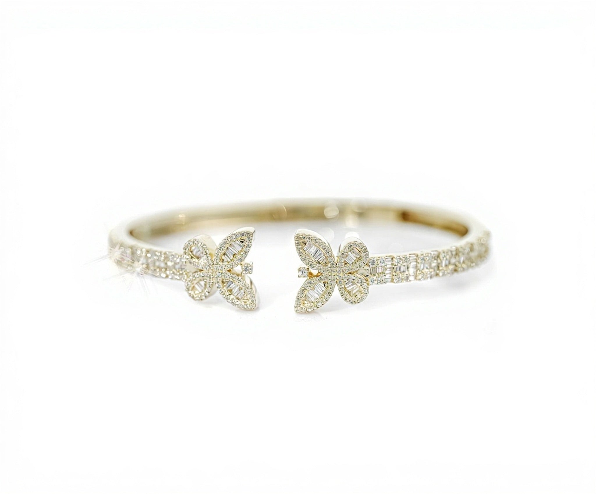 10k Gold Butterfly Diamond Bangle 2.25ct - Mr. Alex Jewelry