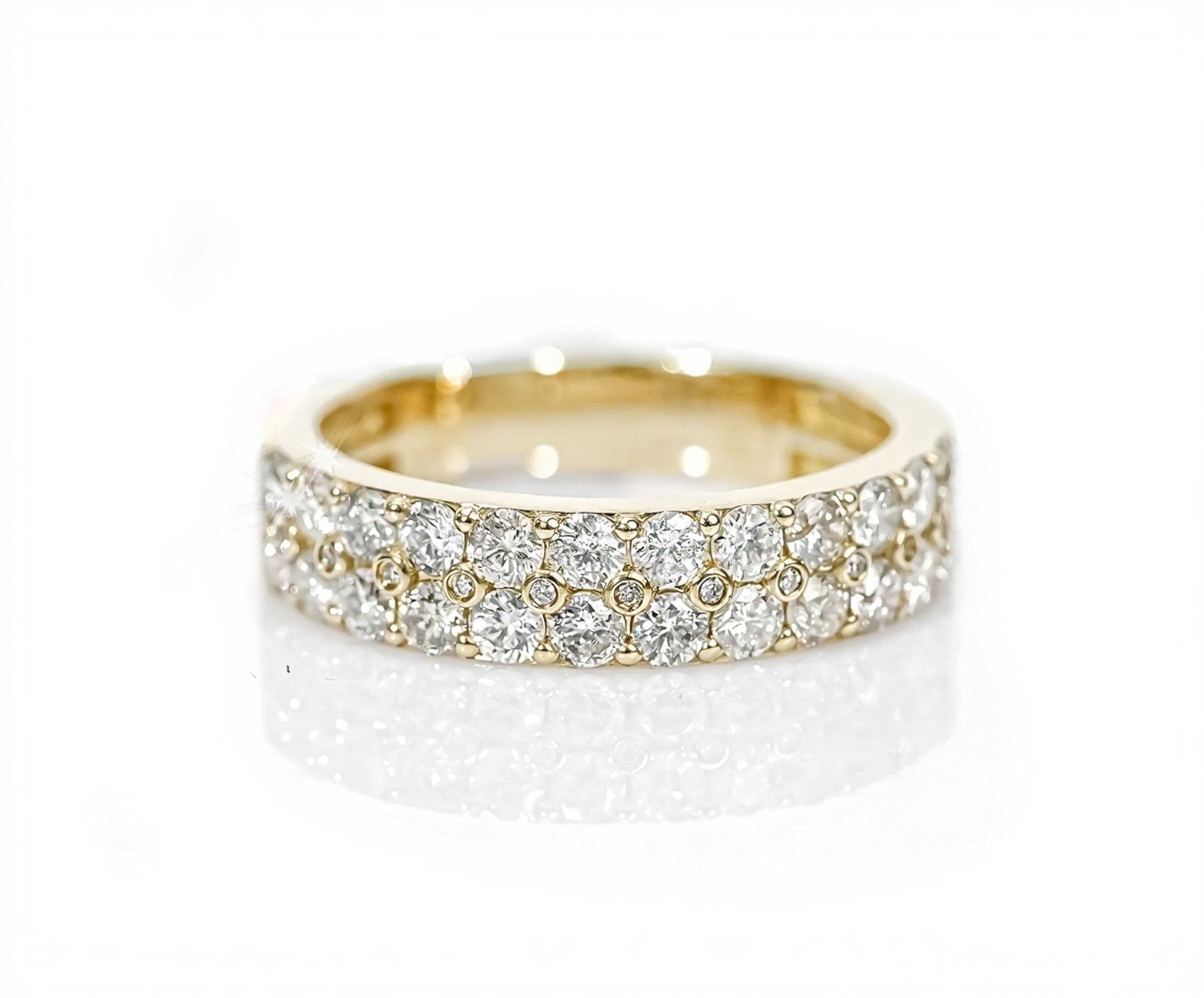 10k Gold Double Row Diamond Ring Band 1.75ct - Mr. Alex Jewelry