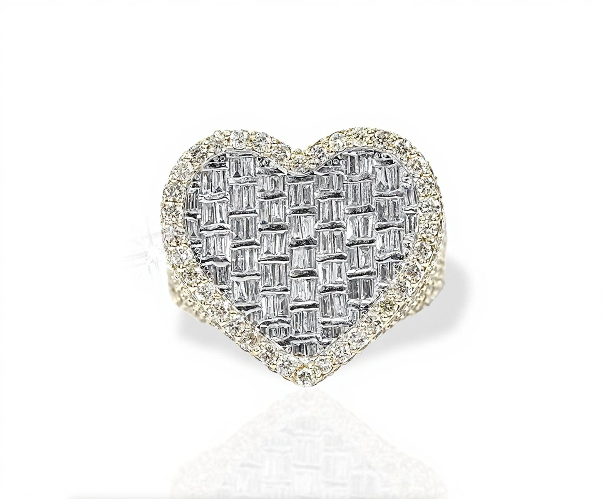 10k Gold Heart-Shaped Baguette Diamond Ring 3.80ct - Mr. Alex Jewelry