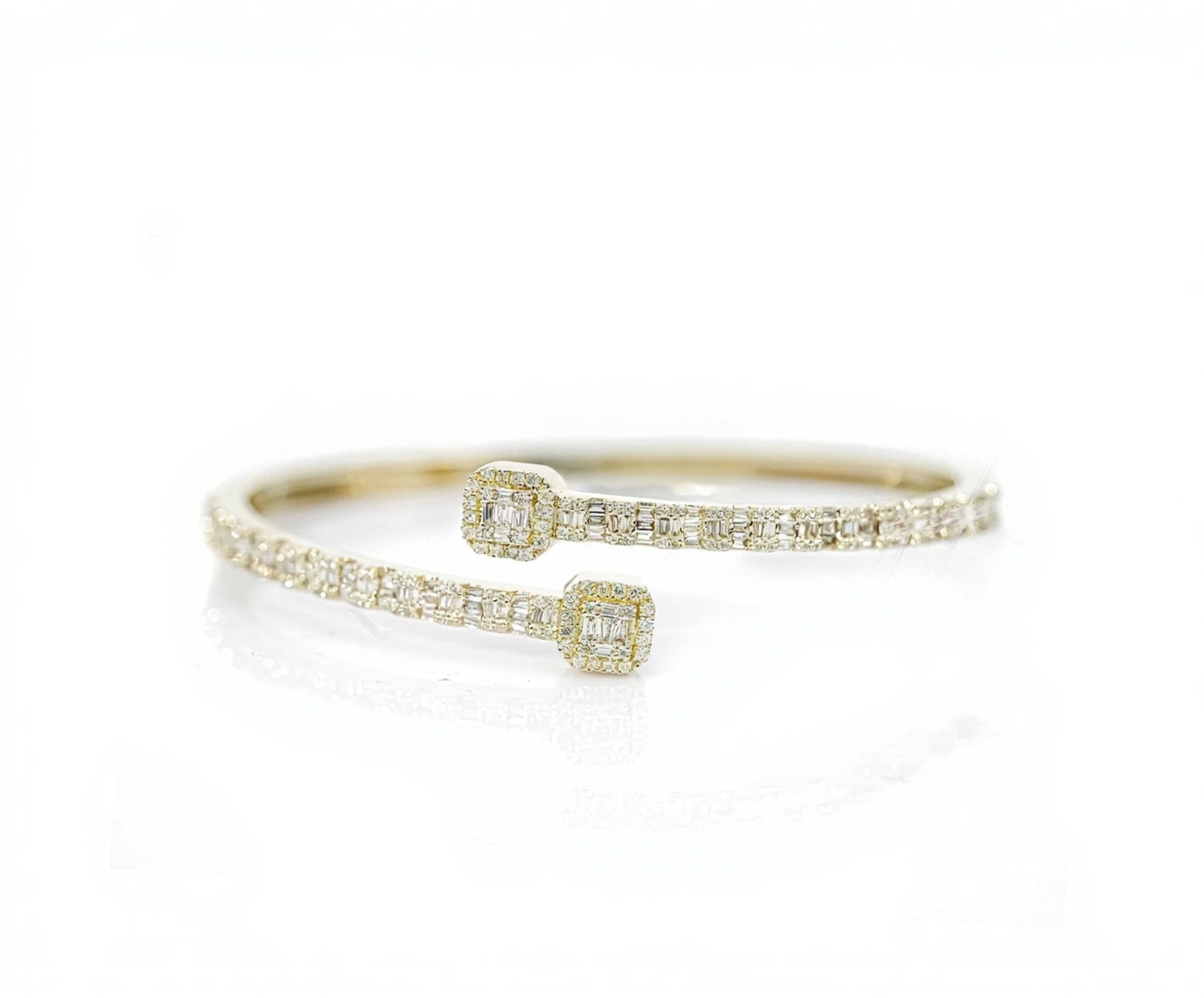 10k Gold Square Accent Diamond Bangle 1.75ct - Mr. Alex Jewelry