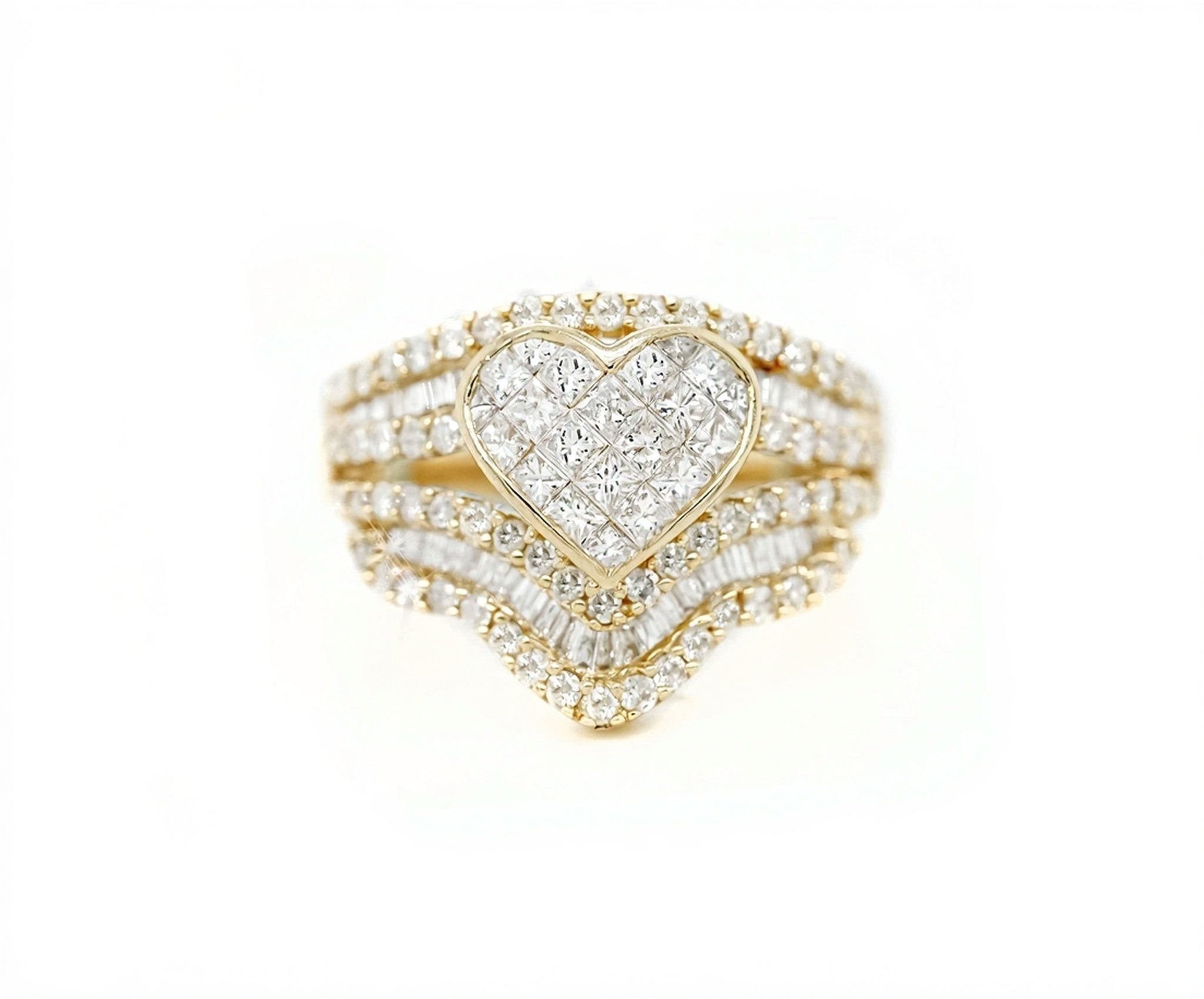 14k Heart Wave Design Diamond Ring 3.50ct - Mr. Alex Jewelry
