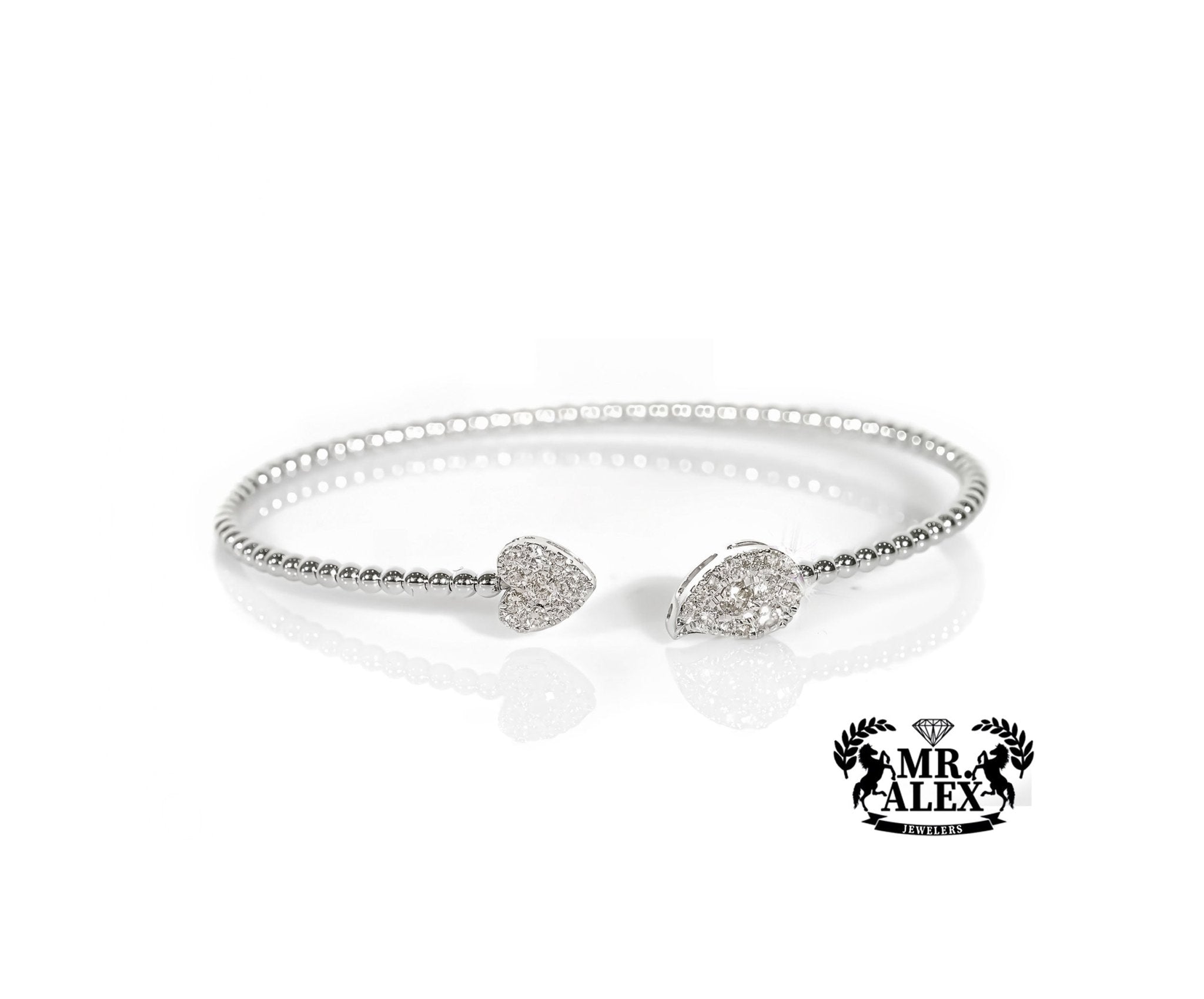 14k Teardrop and Heart Diamond Bangle 0.60ct - Mr. Alex Jewelry