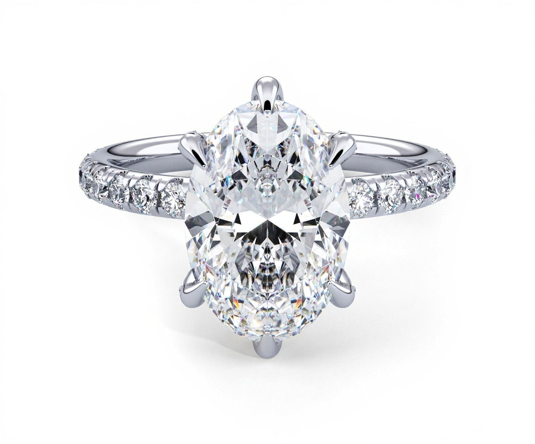 2 Carat Oval Brilliant Cut Hidden Halo Micropavé Engagement Ring - Mr. Alex Jewelry