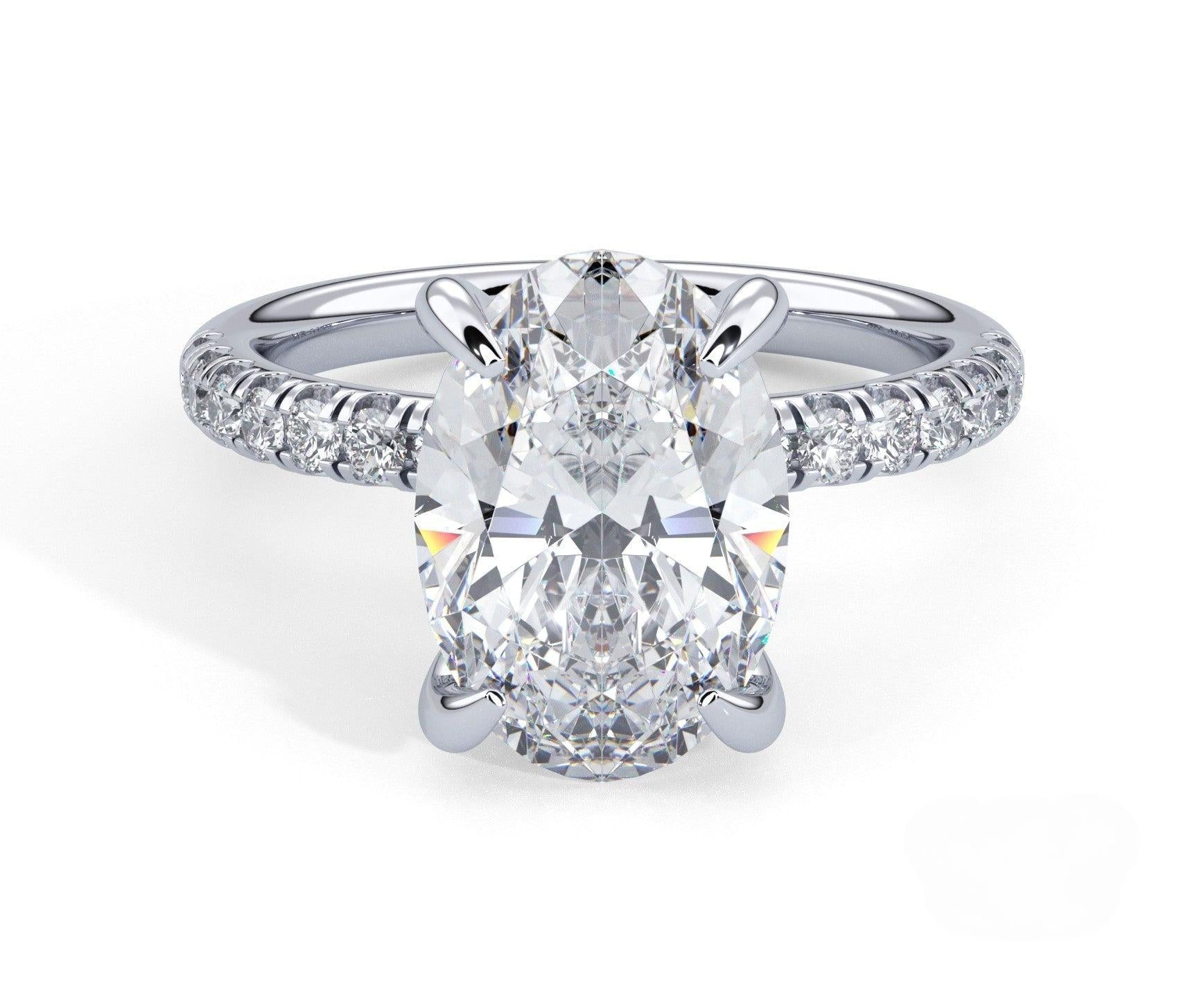 2 Carat Oval Cut Hidden Halo Micropavé Engagement Ring - Mr. Alex Jewelry