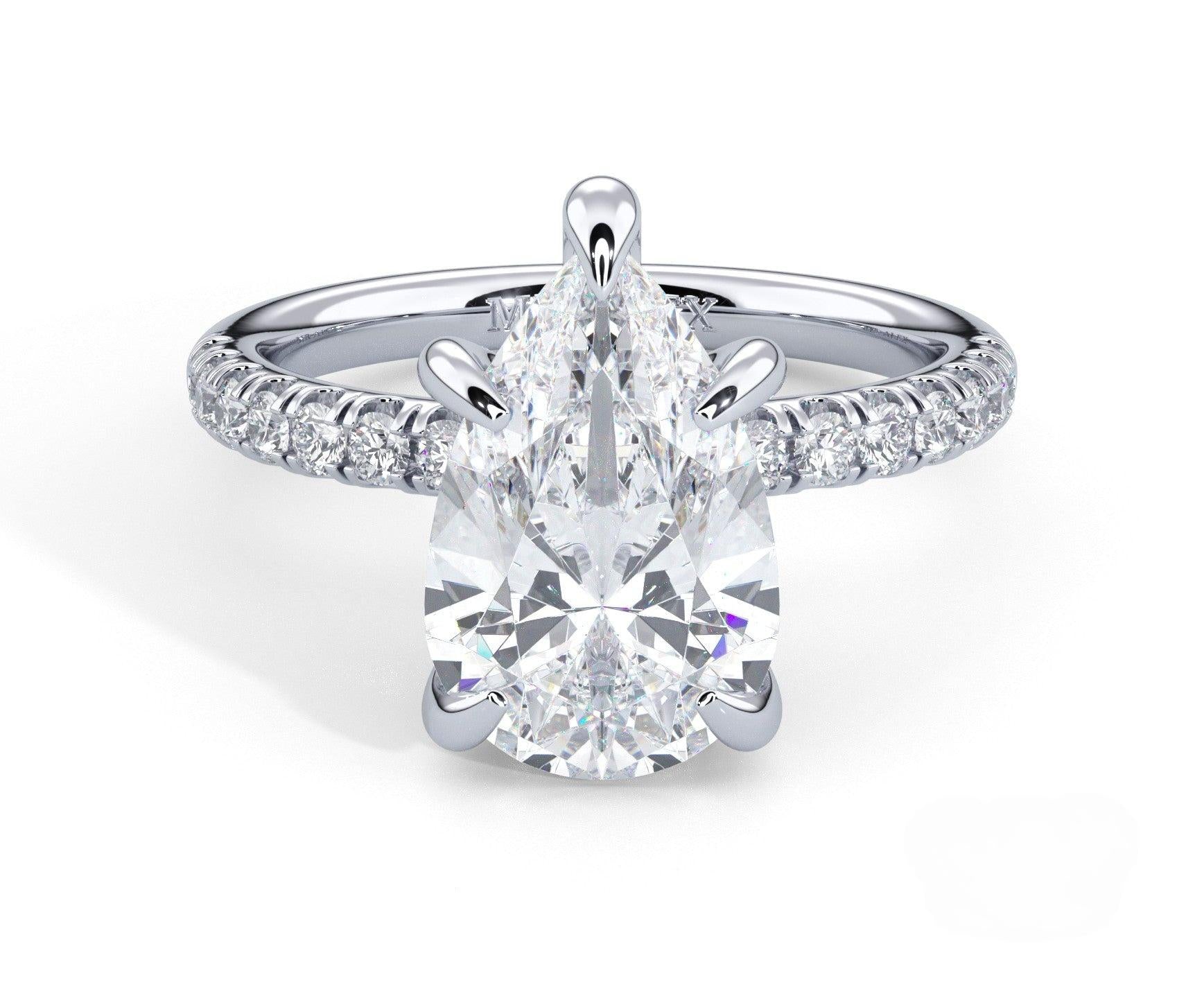 2 Carat Pear Cut Hidden Halo Micropavé Engagement Ring - Mr. Alex Jewelry