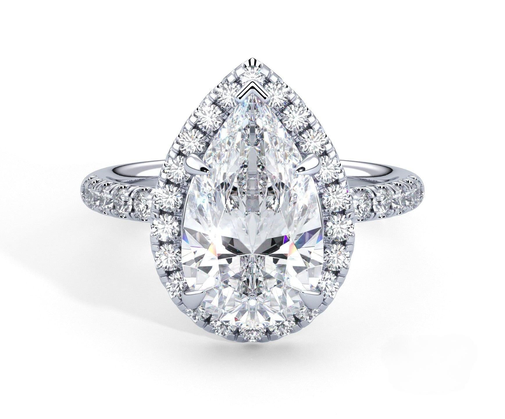 2 Carat Pear Cut Petite Halo Micropavé Engagement Ring - Mr. Alex Jewelry