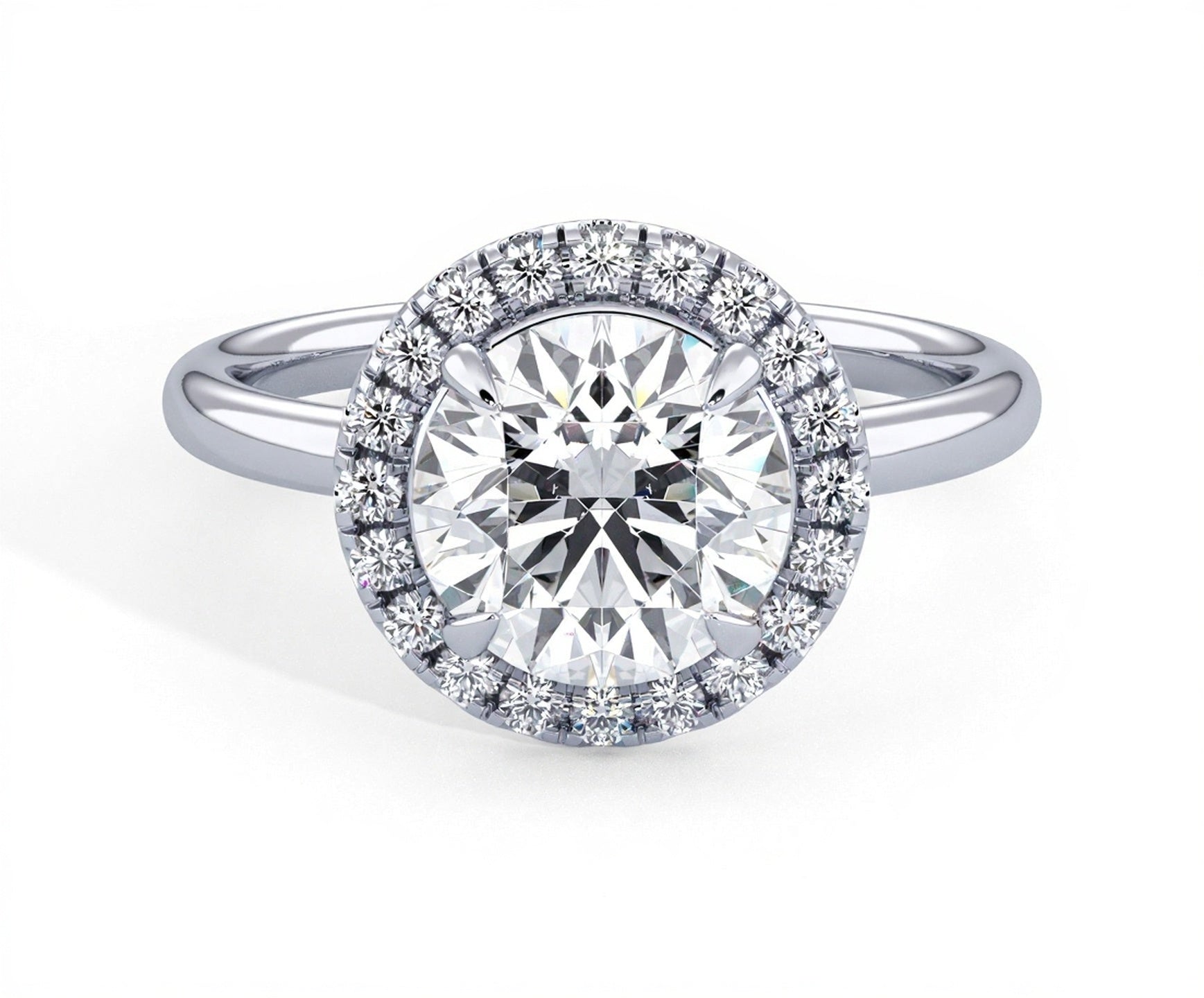 2 Carat Round Brilliant Cut Halo with Pain Shank Engagement Ring - Mr. Alex Jewelry