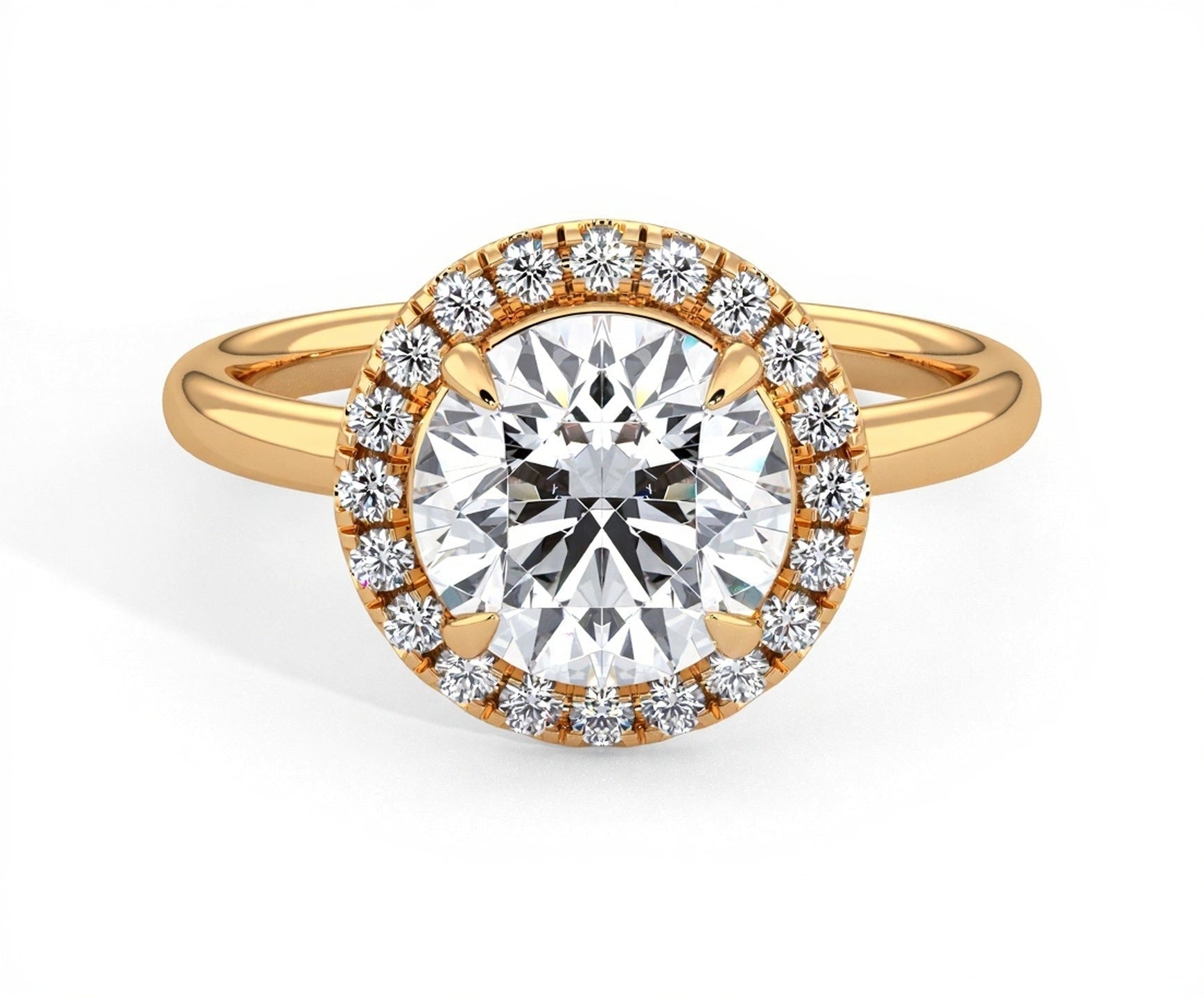 2 Carat Round Brilliant Cut Halo with Pain Shank Engagement Ring - Mr. Alex Jewelry