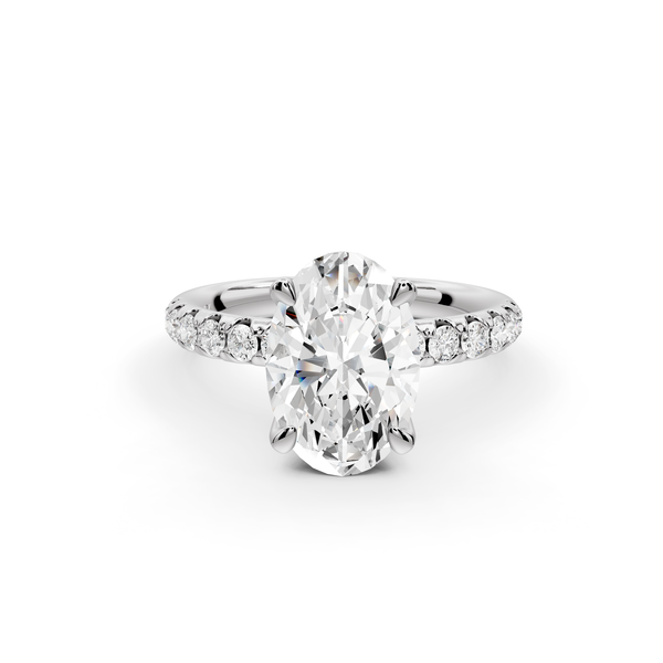 Valeria - 2ct 14k white gold oval Scalloped Pavé Half Band Engagement Ring