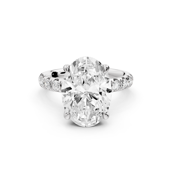 Valeria - 3ct 14k white gold oval Scalloped Pavé Half Band Engagement Ring
