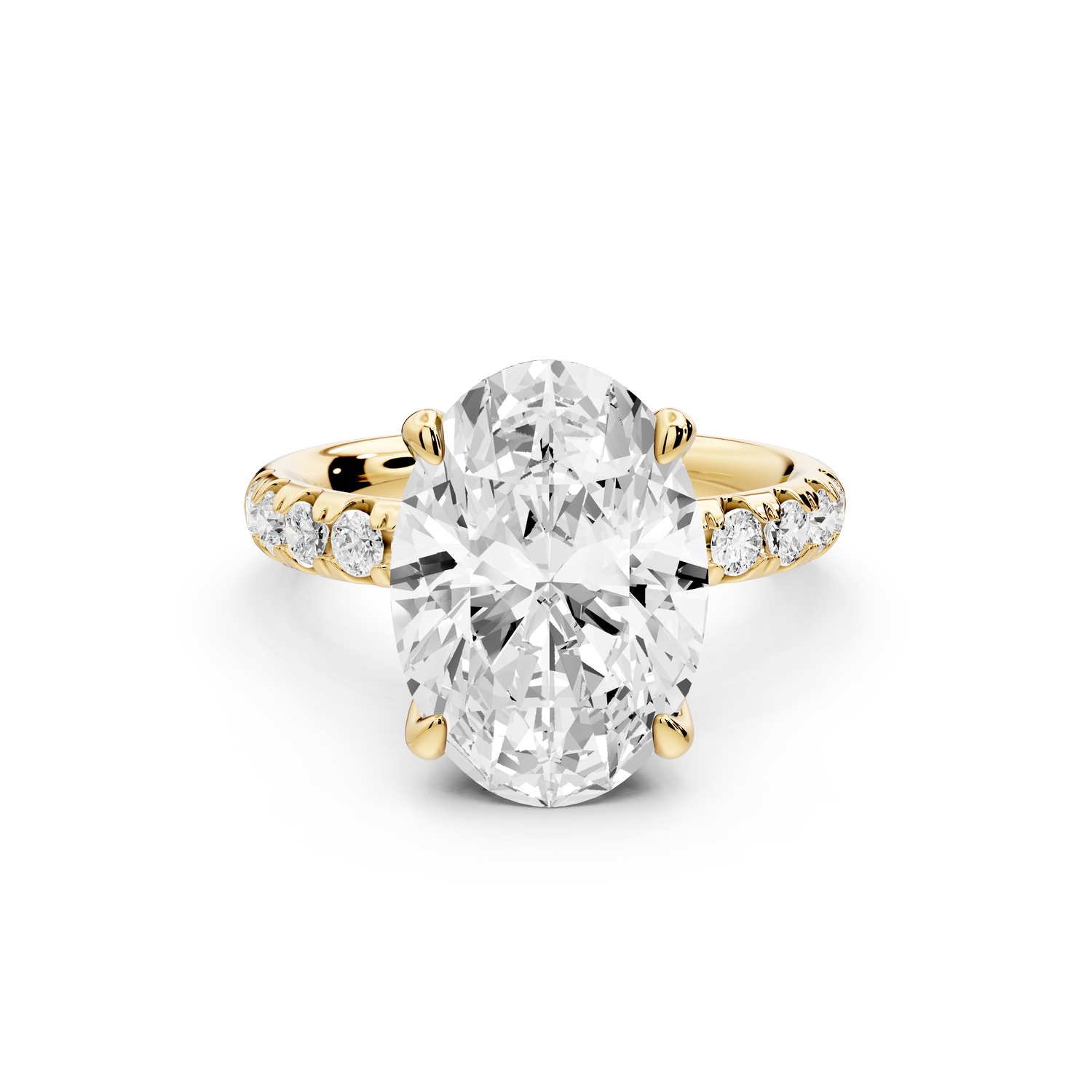Valeria - 4ct 14k yellow gold oval Scalloped Pavé Half Band Engagement Ring