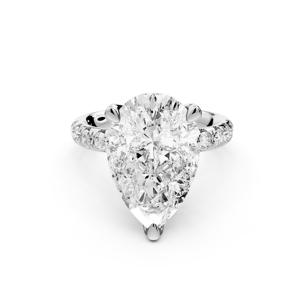 Valeria - 5ct 14k white gold pear Scalloped Pavé Half Band Engagement Ring