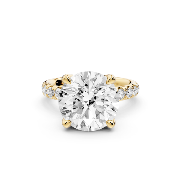 Valeria - 5ct 14k yellow gold round Scalloped Pavé Half Band Engagement Ring