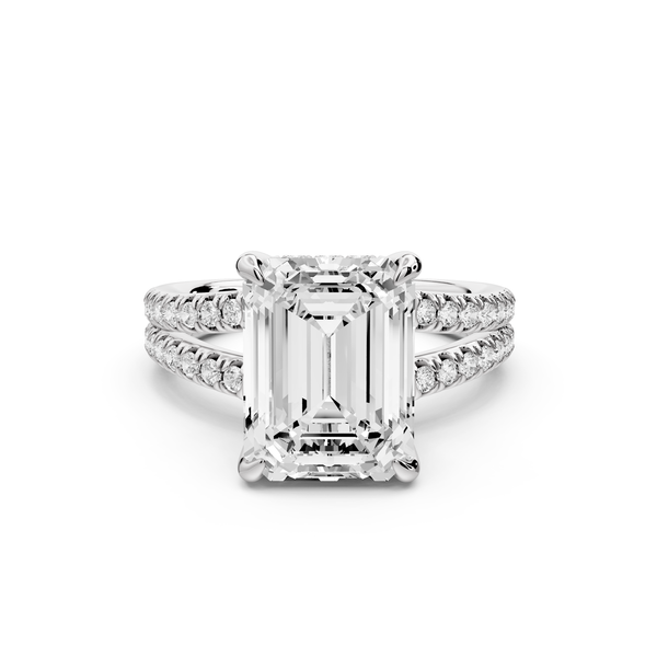Liora - 3ct 14k white gold emerald Hidden Halo Micro Pavé Split Shank Engagement Ring