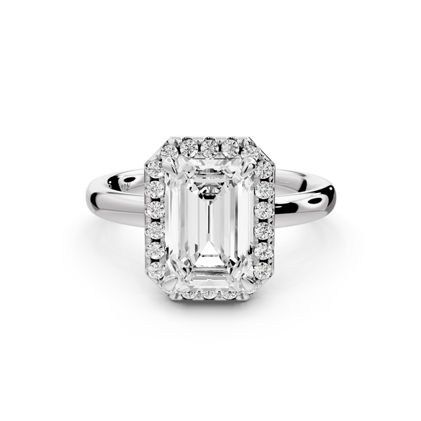 Eliana - 2ct 14k white gold emerald diamond with halo engagement ring