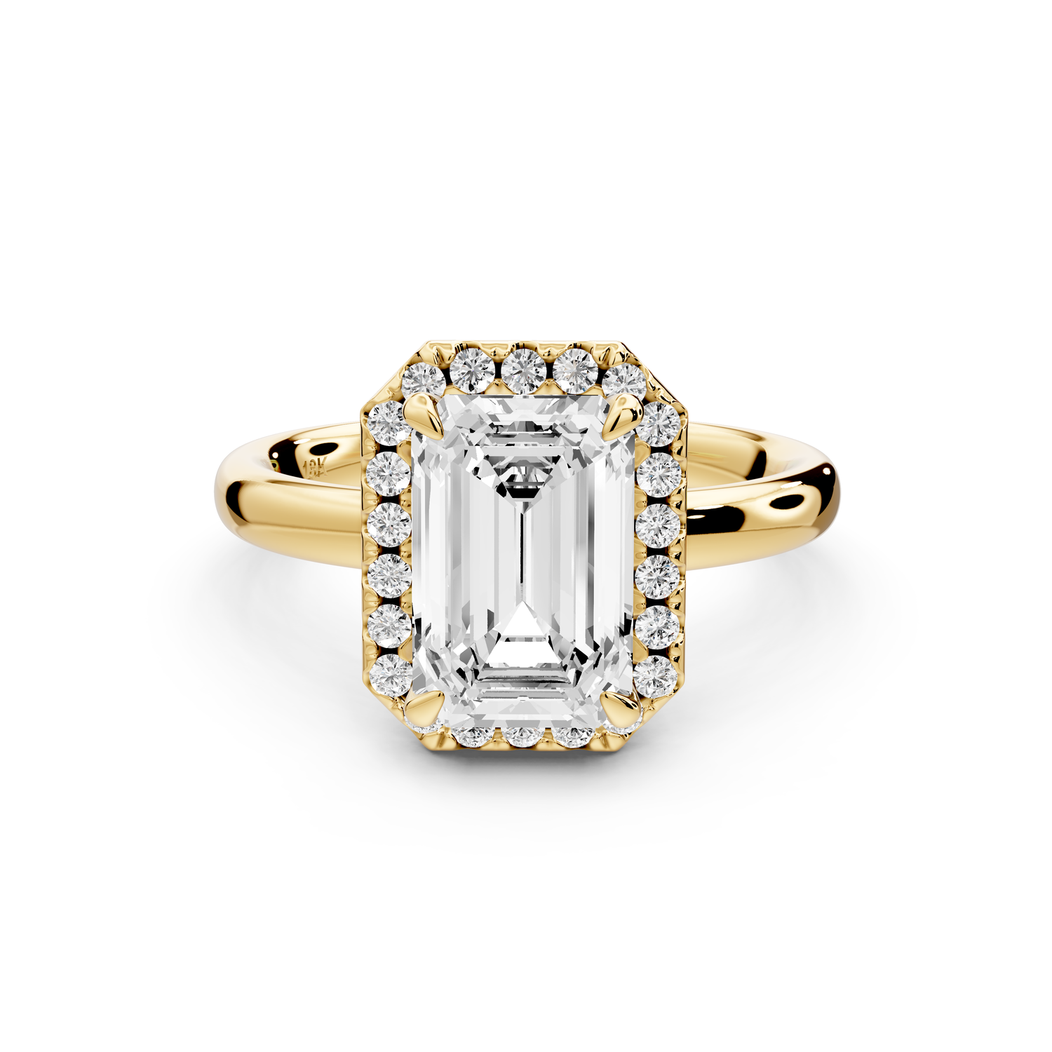 Eliana - 2ct 14k yellow gold emerald diamond with halo engagement ring
