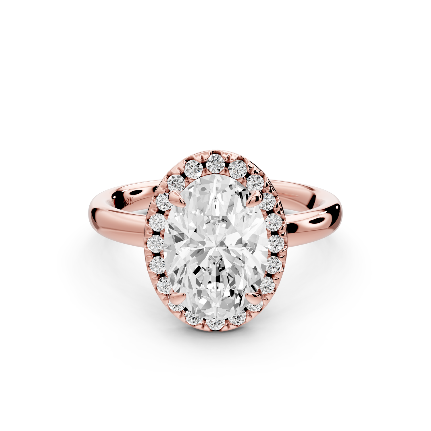 Eliana - 2ct 14k rose gold oval diamond with halo engagement ring