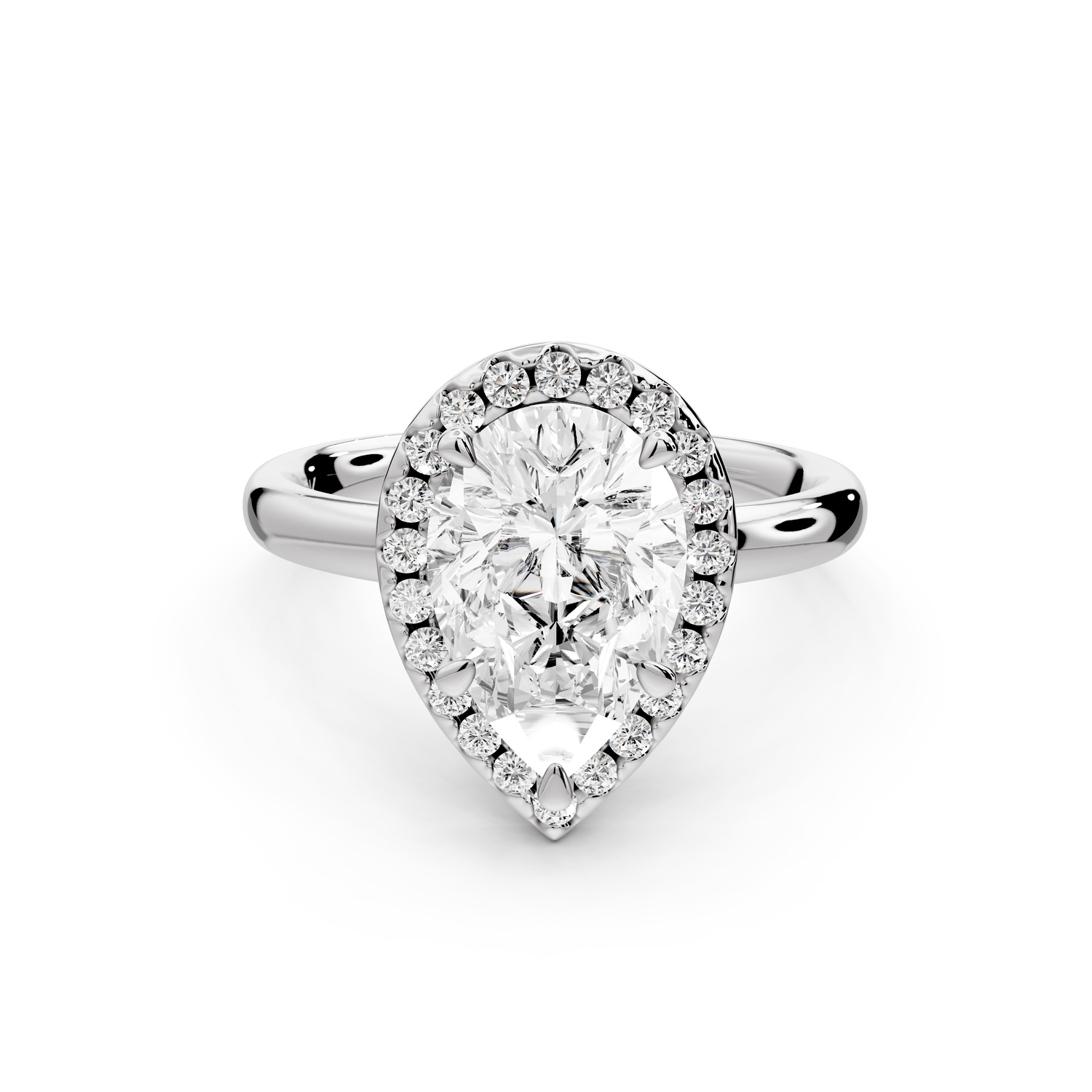 Eliana - 2ct 14k white gold pear diamond with halo engagement ring