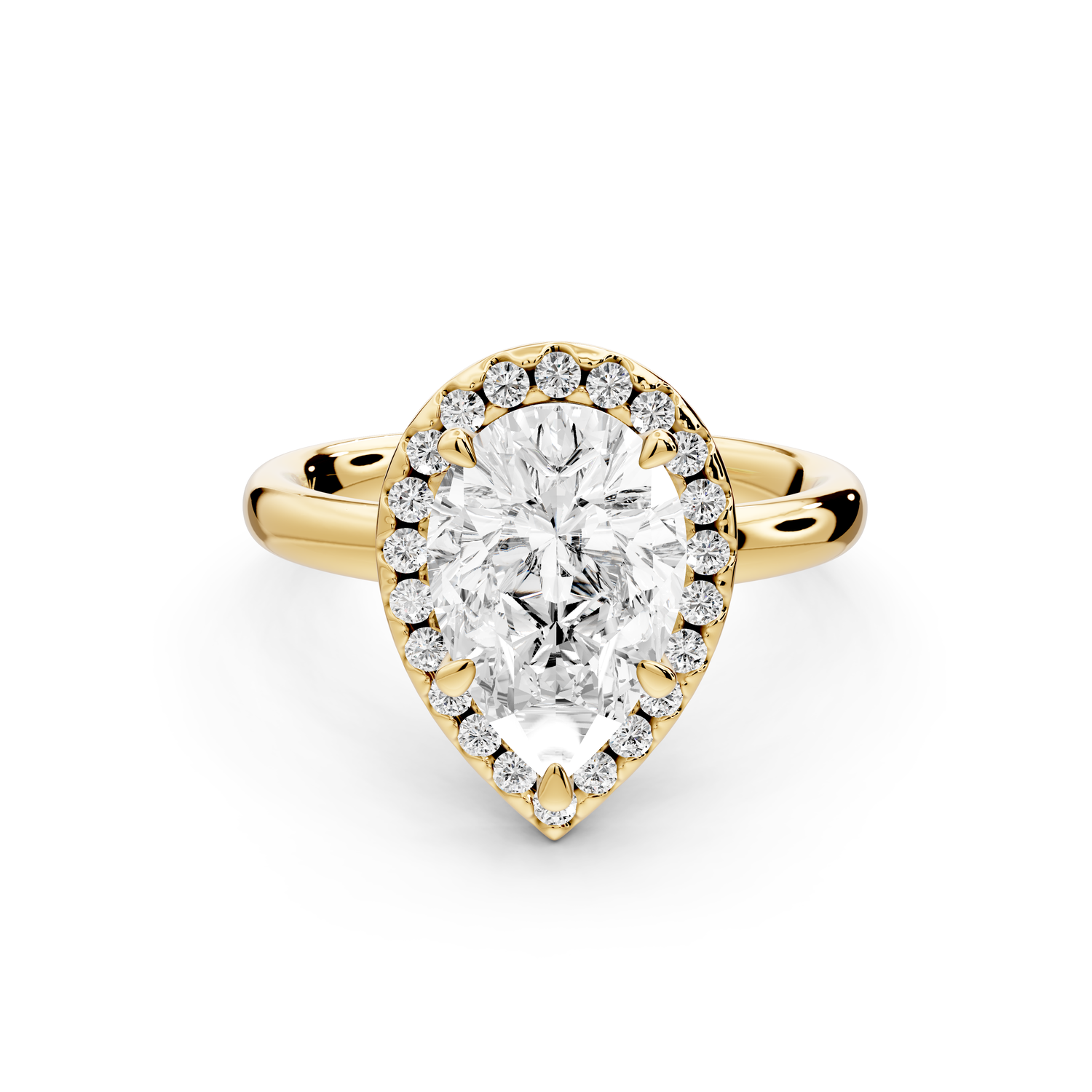 Eliana - 2ct 14k yellow gold pear diamond with halo engagement ring