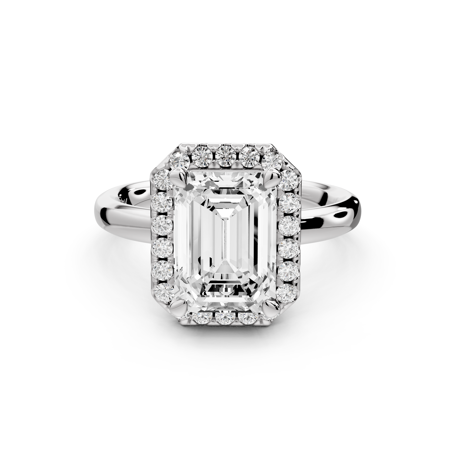 Eliana - 3ct 14k white gold emerald diamond with halo engagement ring