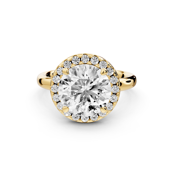 Eliana - 3ct 14k yellow gold round diamond with halo engagement ring