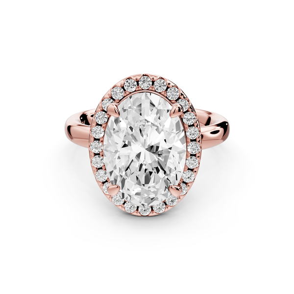 Eliana - 4ct 14k rose gold oval diamond with halo engagement ring