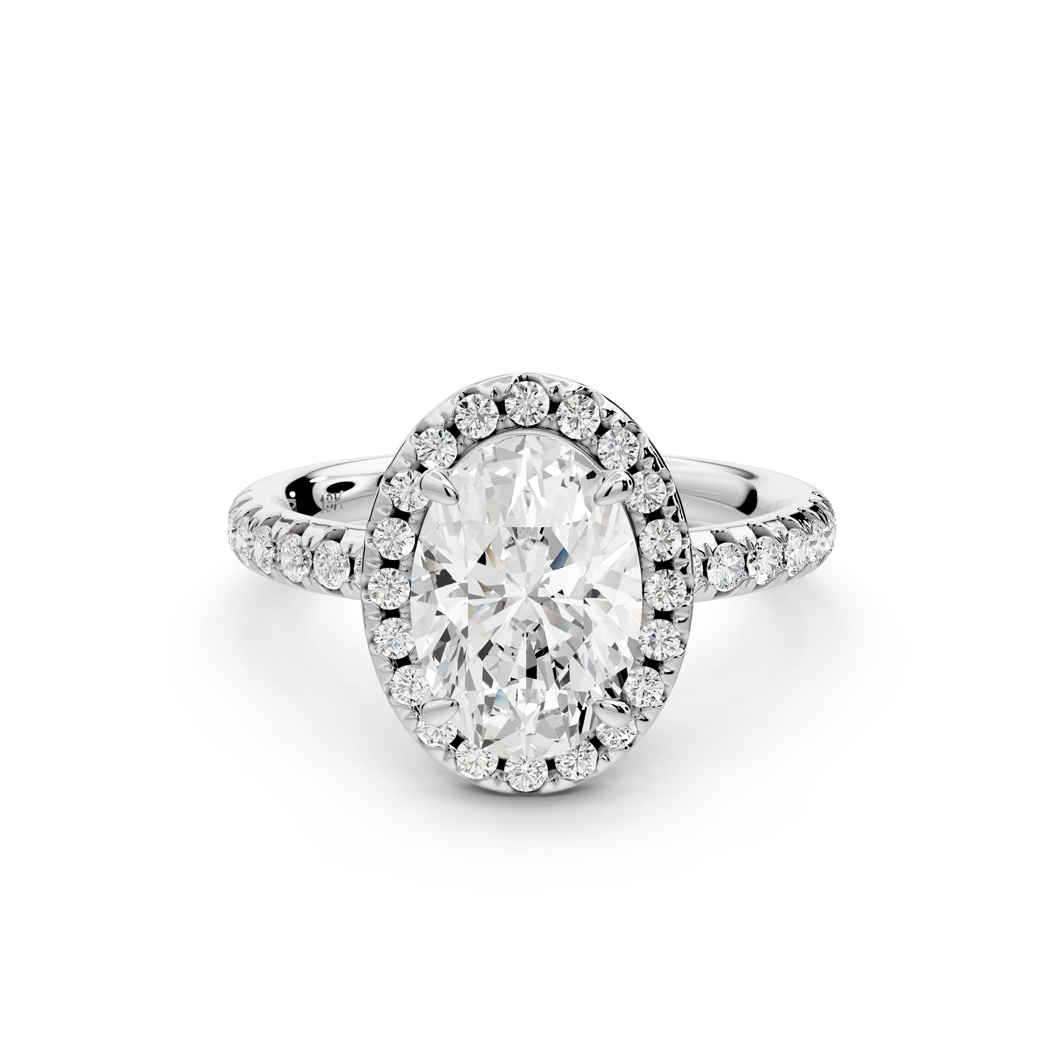 Eveline - 2ct 14k white gold oval Halo Half Band Pavé Engagement Ring