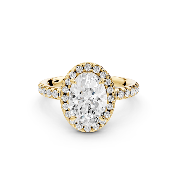 Eveline - 2ct 14k yellow gold oval Halo Half Band Pavé Engagement Ring