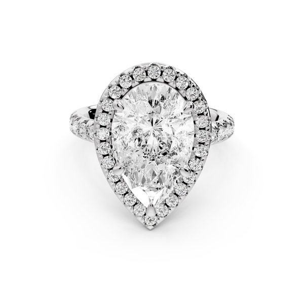 Eveline - 3ct 14k white gold pear Halo Half Band Pavé Engagement Ring