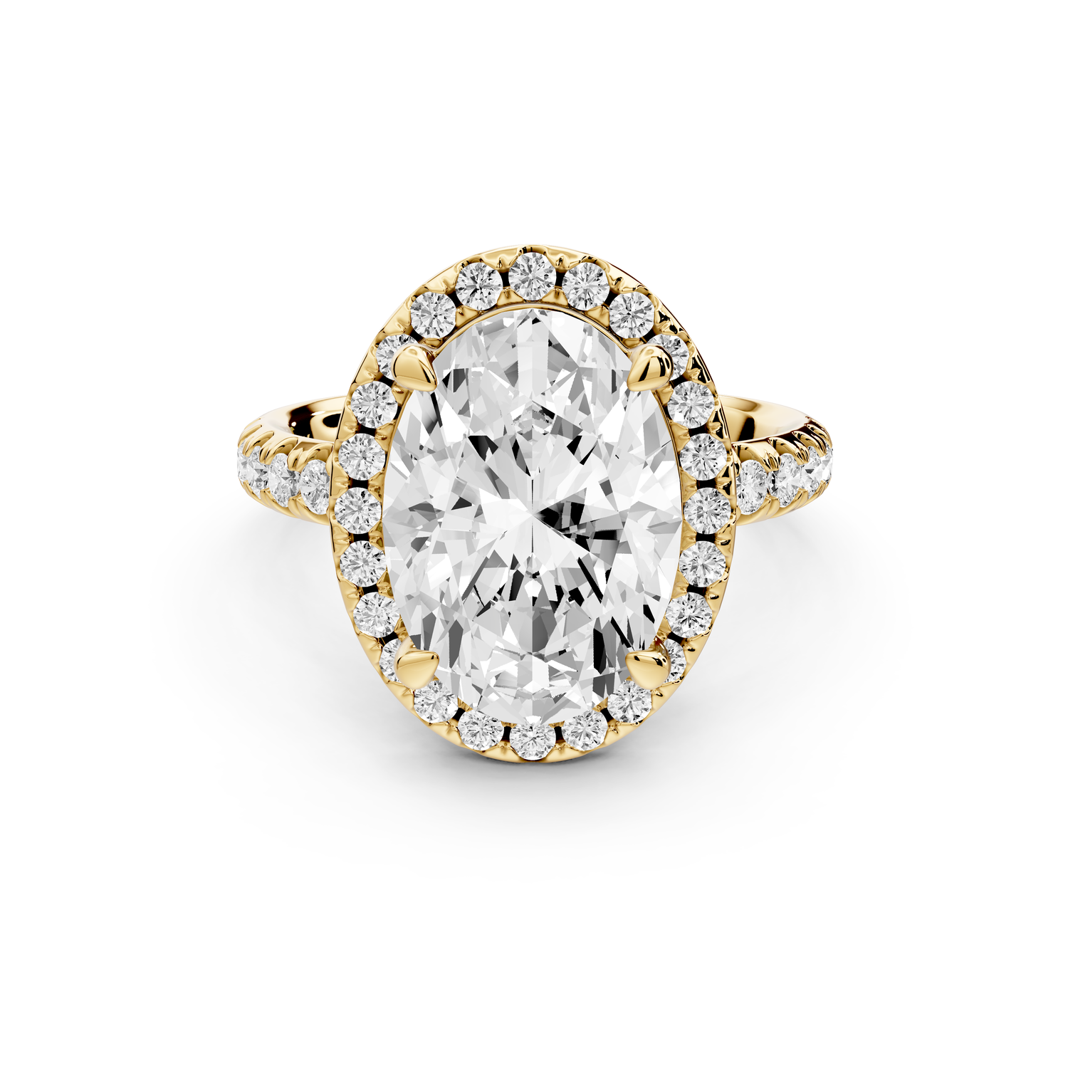 Eveline - 4ct 14k yellow gold oval Halo Half Band Pavé Engagement Ring