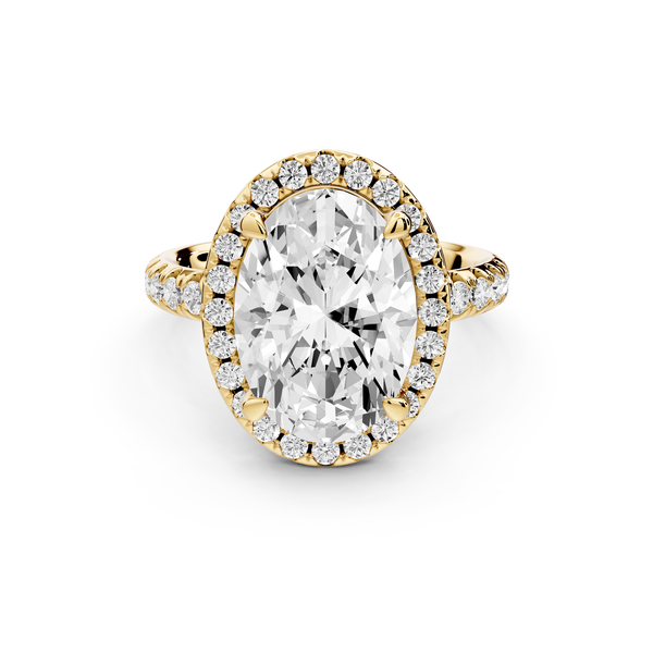 Eveline - 4ct 14k yellow gold oval Halo Half Band Pavé Engagement Ring