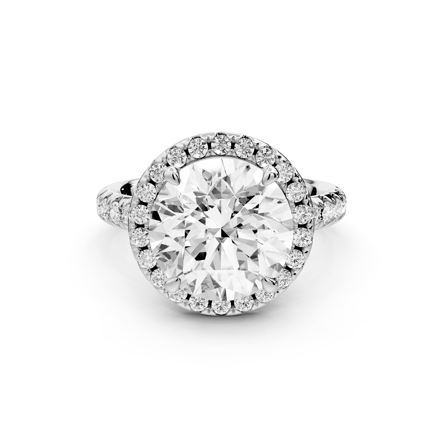 Eveline - 4ct 14k white gold round Halo Half Band Pavé Engagement Ring