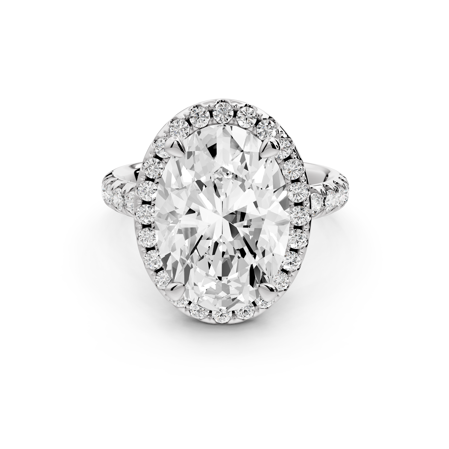 Eveline - 5ct 14k white gold oval Halo Half Band Pavé Engagement Ring
