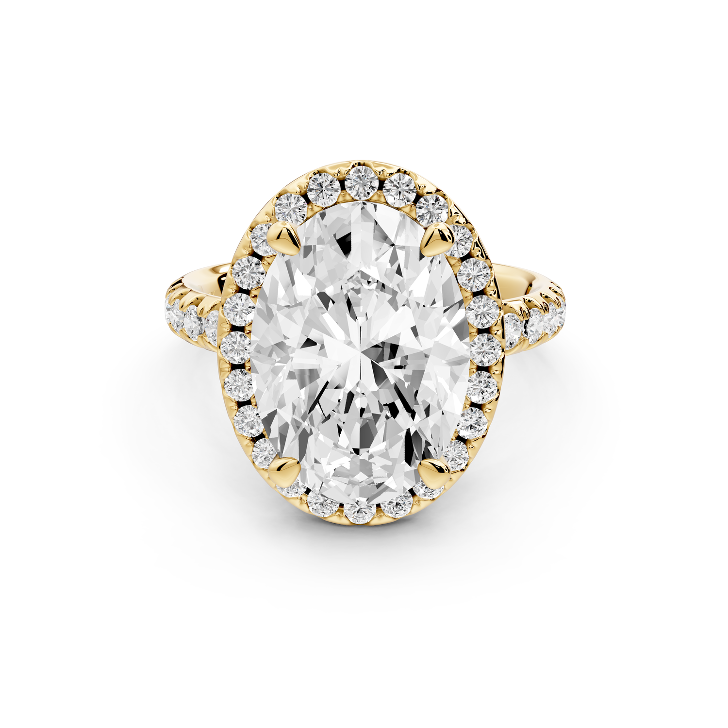 Eveline - 5ct 14k yellow gold oval Halo Half Band Pavé Engagement Ring