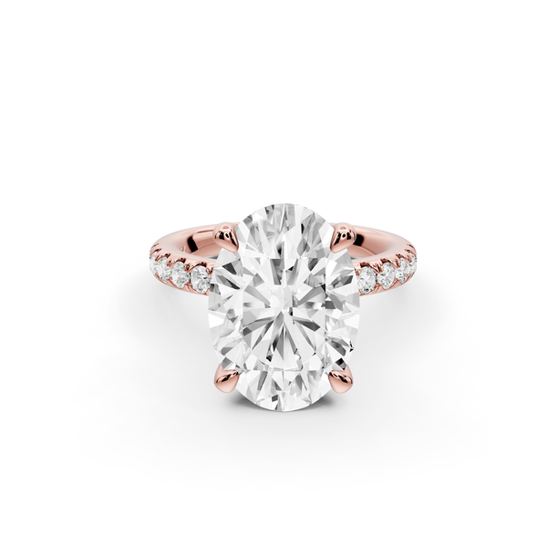 Flora - 4ct 14k rose gold oval talong prong Wrap around halo Half Band Engagement Ring