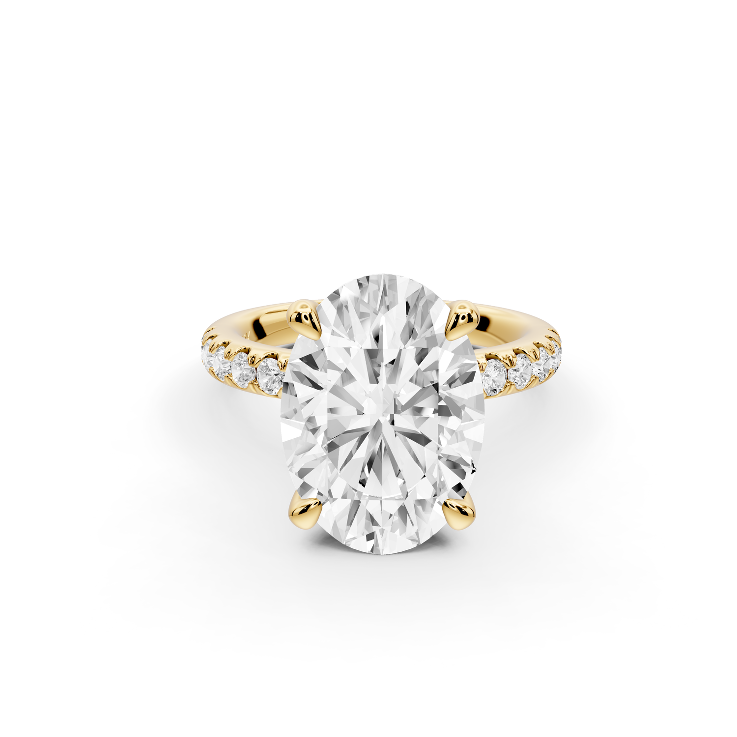 Flora - 4ct 14k yellow gold oval talong prong Wrap around halo Half Band Engagement Ring