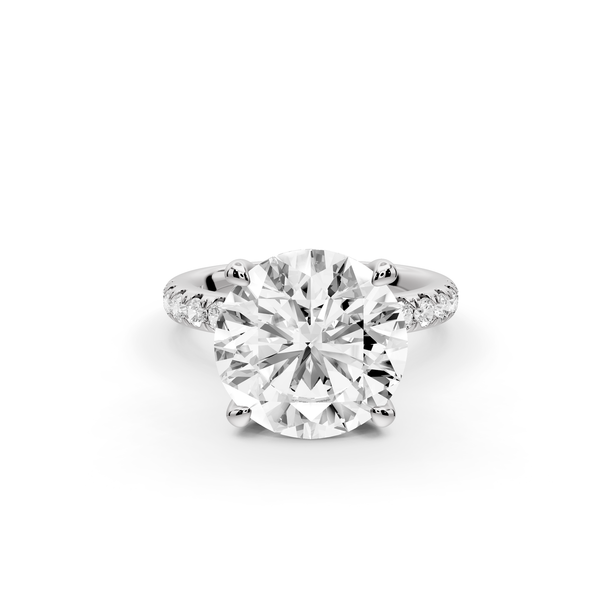 Flora - 4ct 14k white gold round talong prong Wrap around halo Half Band Engagement Ring