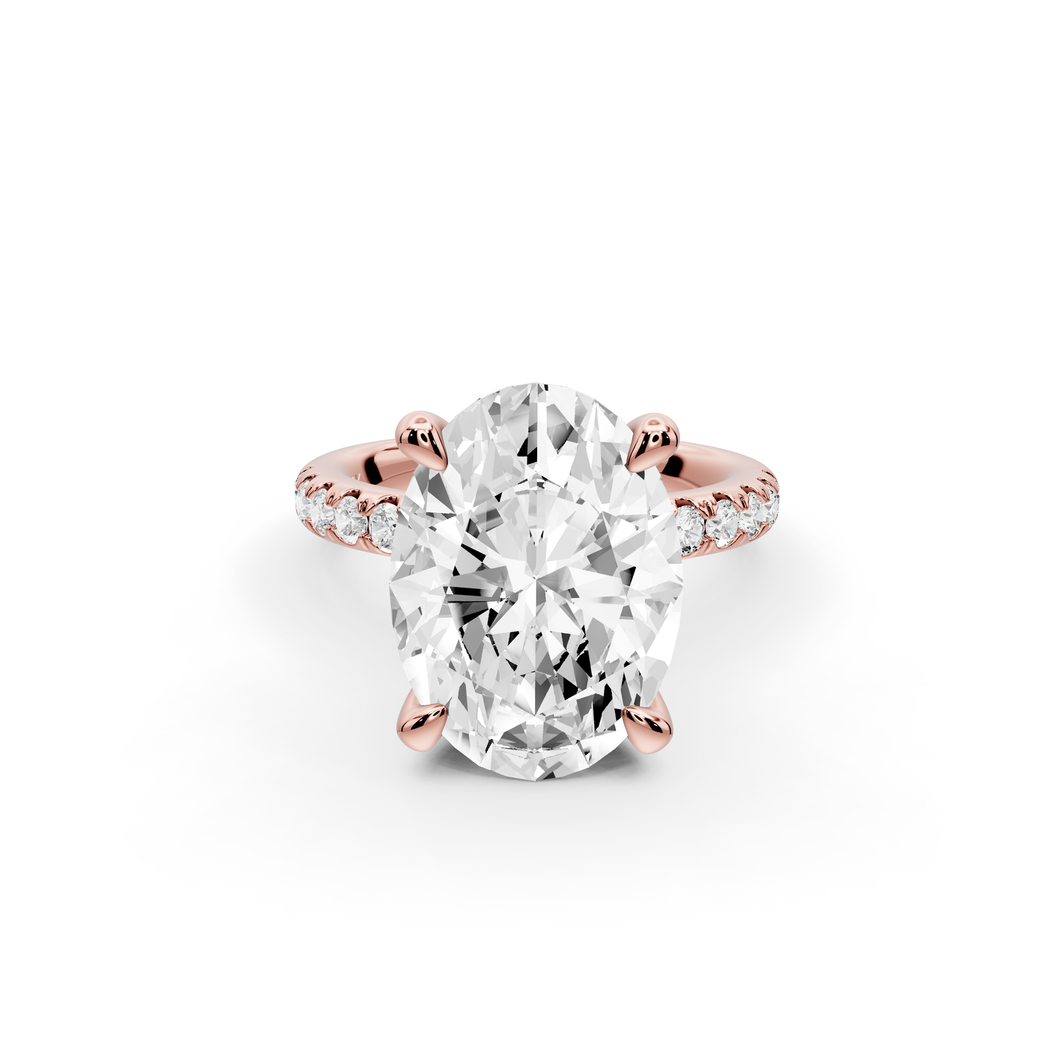 Flora - 5ct 14k rose gold oval talong prong Wrap around halo Half Band Engagement Ring