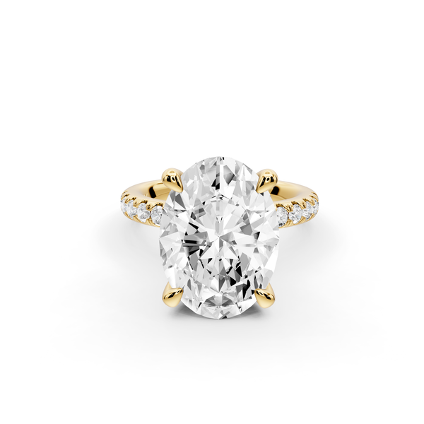 Flora - 5ct 14k yellow gold oval talong prong Wrap around halo Half Band Engagement Ring