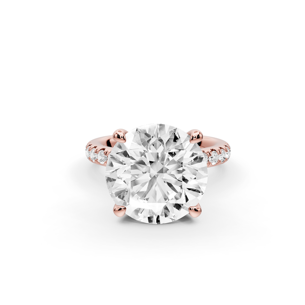 Flora - 5ct 14k rose gold round talong prong Wrap around halo Half Band Engagement Ring