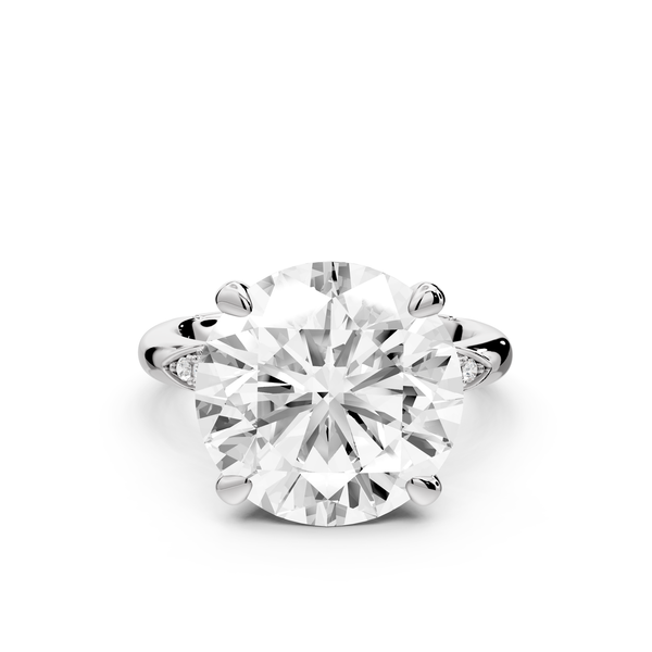 Luna - 5ct 14k white gold oval Diamond Crown with Flush-Set Diamond Clusters Engagement Ring