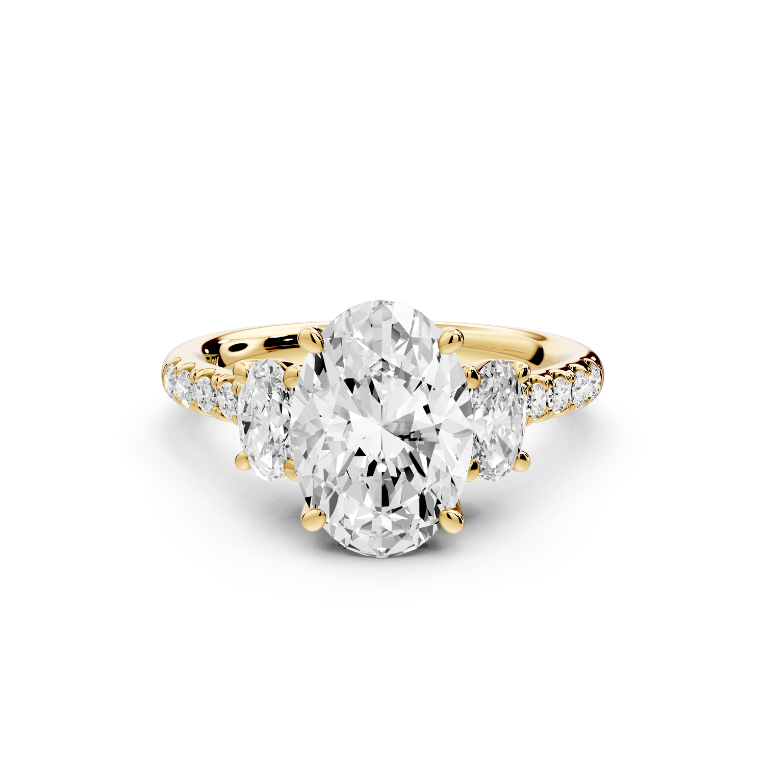 Mia - 2ct 14k yellow gold oval Trellis Basket Diamond Pavé half band Engagement Ring
