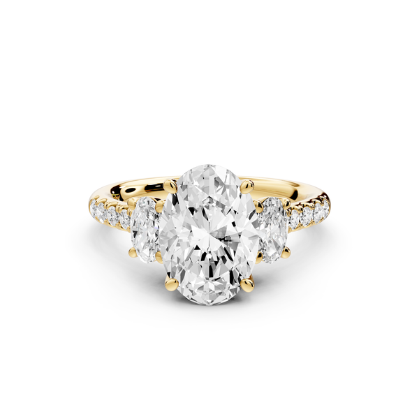 Mia - 2ct 14k yellow gold oval Trellis Basket Diamond Pavé half band Engagement Ring