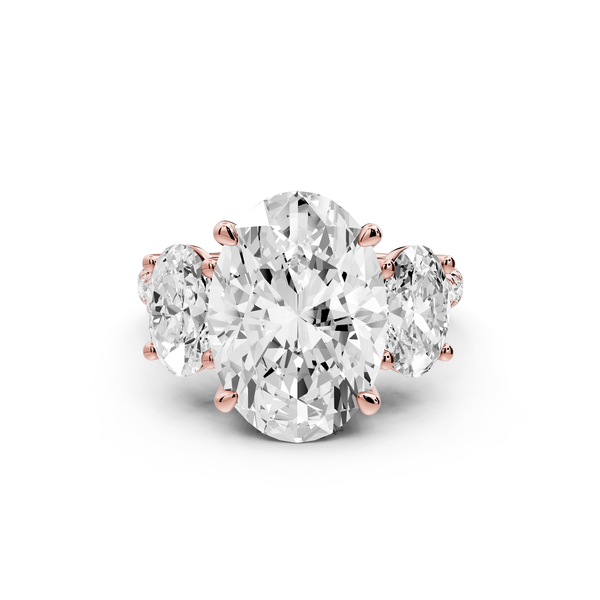 Mia - 3ct 14k rose gold oval Trellis Basket Diamond Pavé half band Engagement Ring